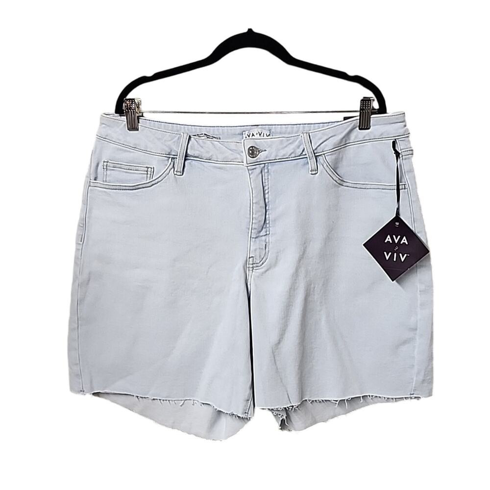 Ava & Viv Bermuda High-Rise Lightwash Jean Shorts Womens Juniors Size 17 NEW